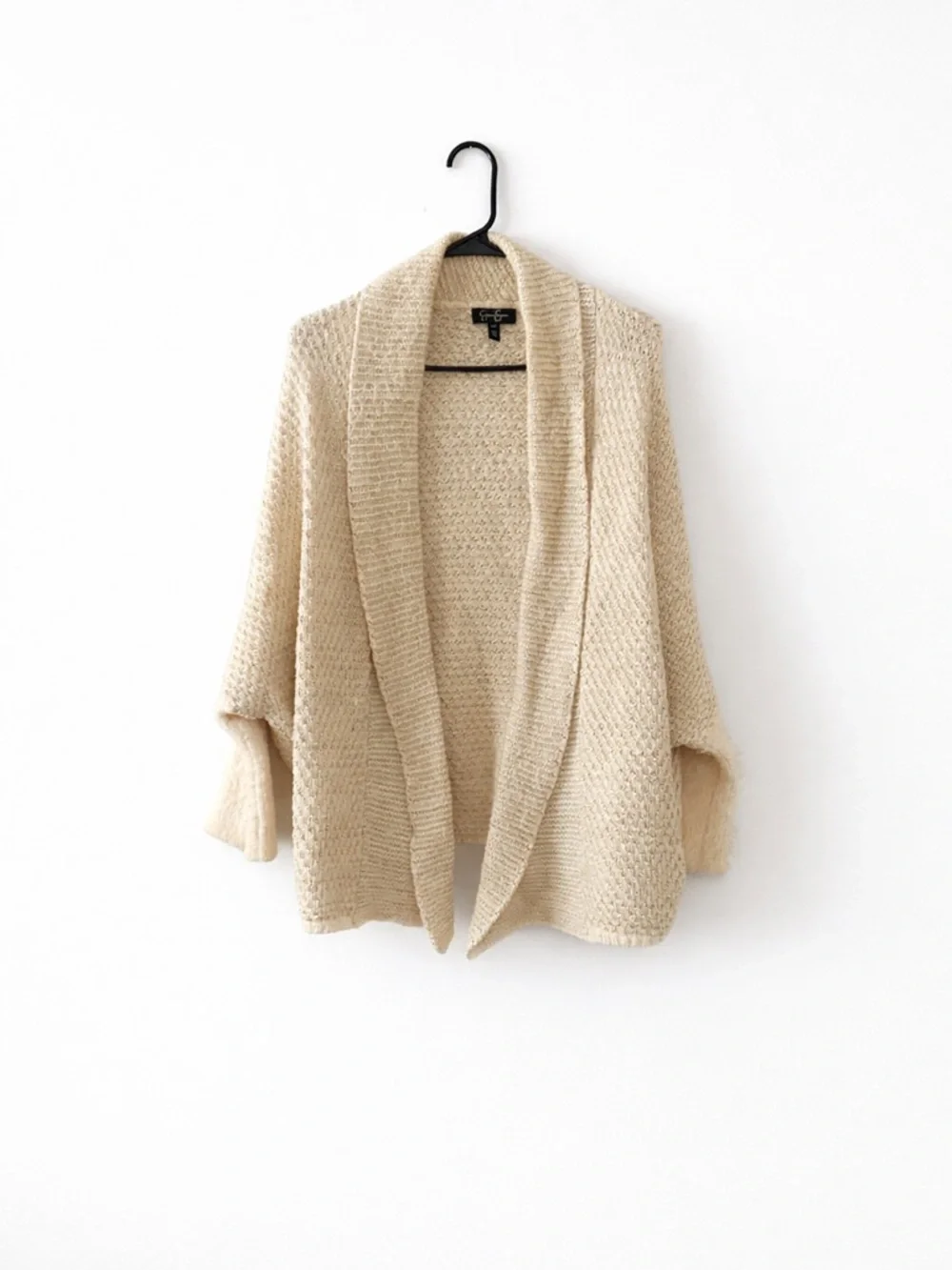 Jessica Simpson Cream Knit Cardigan Gold Thread Open Front Size M - Picture 3 of 3